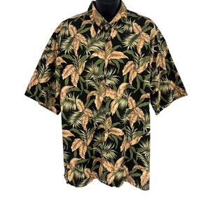 Cooke Street Honolulu Mens Hawaiian Shirt Size L 100% Cotton Tropical Leaf Print
